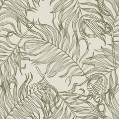 Exotic tropical leaves print seamless repeat patterns, nature background, and modern tropical backdrop