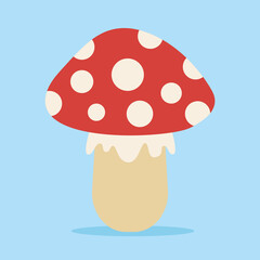 fly agaric on a blue background