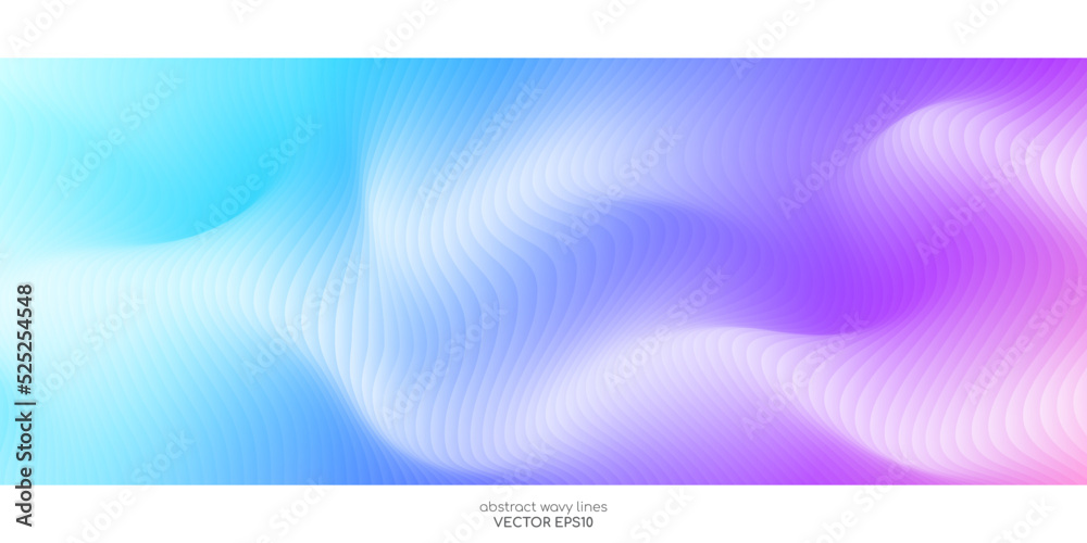 Aufkleber 3d vector wave pattern smooth curve flowing dynamic overlay colorful pink purple blue gradient on wh