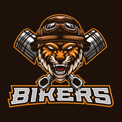 Tiger Biker with Helmet Mascot