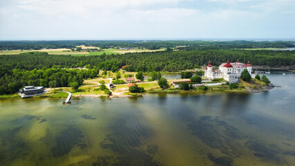 Lacko castle with vanern lake bay