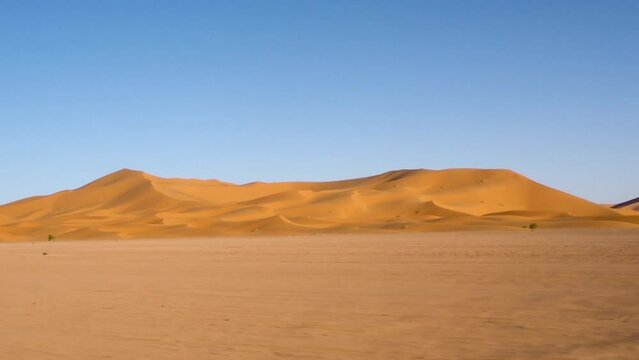The high sand dunes of the Sahara in Merzouga,Erg Chebbi, Morocco.