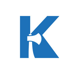Initial Letter K Axe Logo Design Vector Template. Axe Logo Symbol
