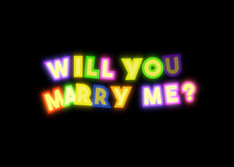 A happy colorful animation with funny characters, creating the question: will you marry me?
