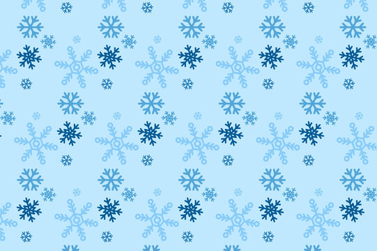 Snowflakes set. Snowflakes for design Christmas and New Year banner and cards. Winter set of white snowflakes isolated on blue background.
