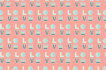 Colorful retro mood of Love typography seamless pattern. love on pink background and pastel letters used for wedding invitation