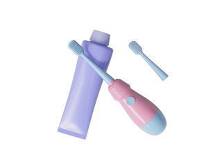Baby toothbrush with paste icon isolated 3d render illustration