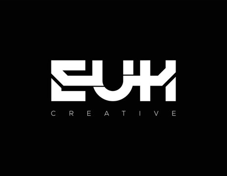 EUH creative initials letter logo concept and icon. EUH letter design with black background.