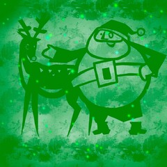 horse with Santa for Christmas card