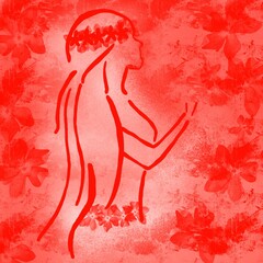 hand drawn vector illustration of a  Tahitian woman