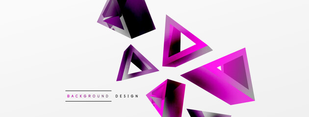 Triangle abstract background. 3d vector basic shape technology or business concept composition. Trendy techno business template for wallpaper, banner, background or landing