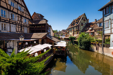 water canal in Petite Venise oldtown of Colmar in Alsace
