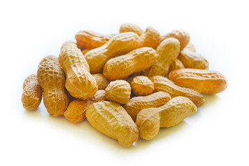 Isolated pile of peanuts with the selective focus. Good for any project.