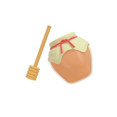 Honey with dipper stick icon Isolated 3d render Illustration