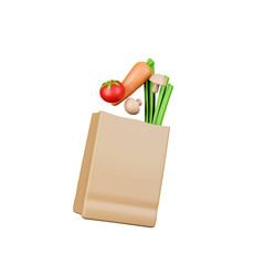 Paper Bag with Groceries icon isolated 3d render illustration
