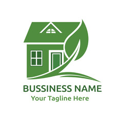 Green house, Guest House, Residence, and plant logo design for business and card template. Icon Vector illustration
