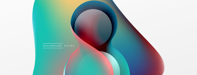 Fluid abstract background, round shapes and circle flowing design for wallpaper, banner, background or landing