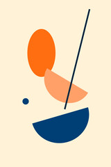 Modern wall vector art. Abstract geometric shapes on a beige background. Boho minimalist style. Concept art.