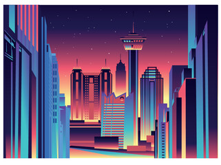 San Antonio skyline vector illustration - obrazy, fototapety, plakaty