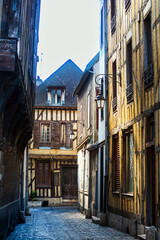 Fototapeta na wymiar Troyes, FRANCE - August 20, 2022: Street view of Troyes in France