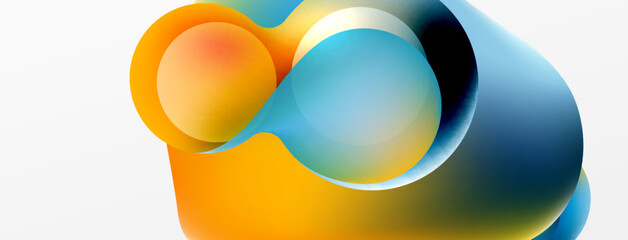 Fluid abstract background, round shapes and circle flowing design for wallpaper, banner, background or landing