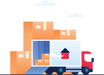 Obraz premium Truck Moving Service Vector Illustration