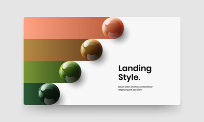 Simple 3D spheres website layout. Fresh company identity vector design template.