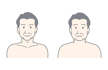 中年男性・おじさんの顔　老化　ビフォーアフター