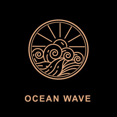 Line art Sunset logo design ideas . emblem, logo vector illustration