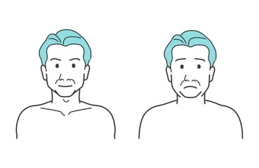 中年男性・おじさんの顔　老化　ビフォーアフター