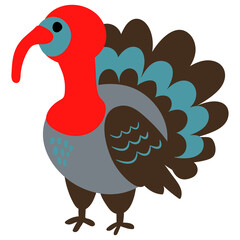 Cute hand drawn turkey. Farm. White background, isolate. Vector illustration.