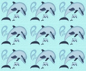 Dolphin. Seamless pattern with dolphin 