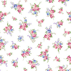 Seamless pattern with a beautiful bouquet of roses,
