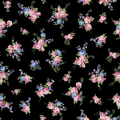 Seamless pattern with a beautiful bouquet of roses,