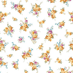 Fototapeta na wymiar Seamless pattern with a beautiful bouquet of roses,