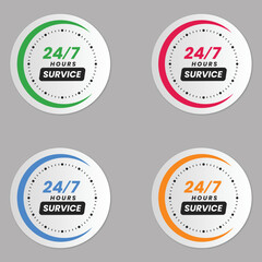 24/7 hours service logo set