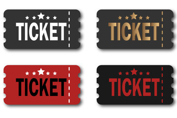 Simple tickets. Modern design. Pass card. Gold.