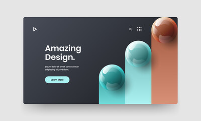 Creative 3D balls website screen concept. Amazing landing page vector design layout.