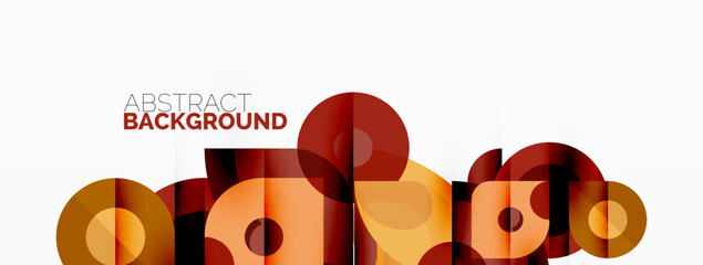 Obraz premium Colorful round shapes, circles and triangles background. Minimal geometric template for wallpaper, banner, presentation