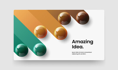 Simple brochure design vector layout. Minimalistic realistic spheres website screen illustration.