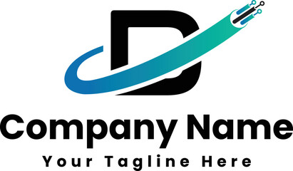 D-letter-initial-fiber-cable-logo