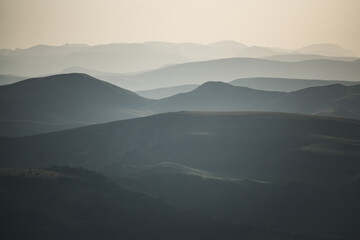 Fototapeta na wymiar Tonal perspective of the mountain system of the Caucasus