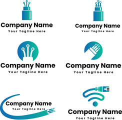 Fiber cable networking logo