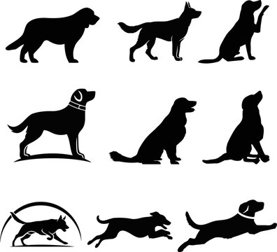 dog silhouettes vector