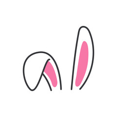 Vector flat variety of rabbit ears For decoration at a children's party on Easter.