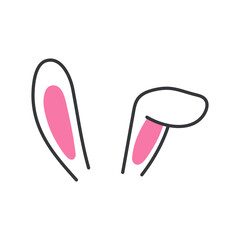 Vector flat variety of rabbit ears For decoration at a children's party on Easter.