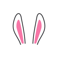 Vector flat variety of rabbit ears For decoration at a children's party on Easter.