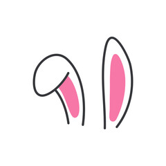 Vector flat variety of rabbit ears For decoration at a children's party on Easter.
