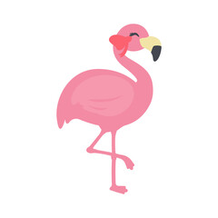 Beautiful Summer Flamingo Vector Decorate the head with flowers and a crown.