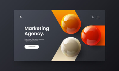 Geometric 3D balls company cover concept. Trendy booklet vector design template.
